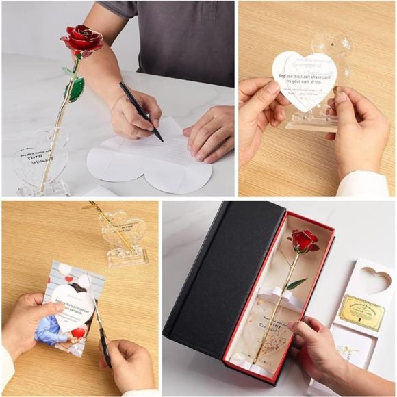 Gift for Women in Her Valentines Day Mothers Day, Resin Preserved Rose Red - Picture 3 of 7